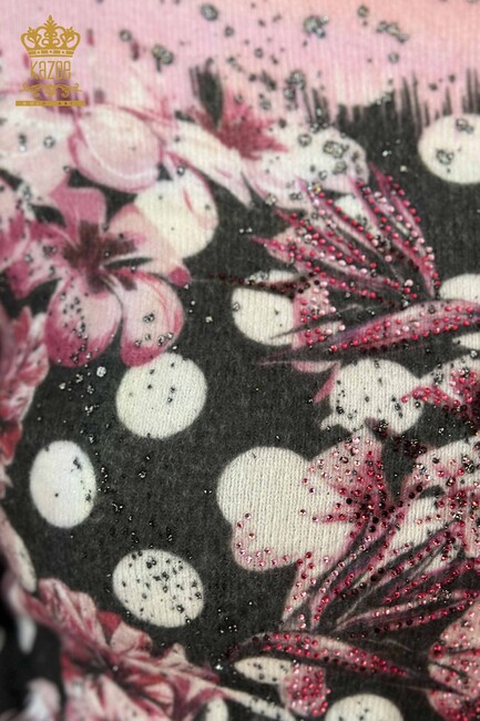 Women's Angora Stone Embroidered Pink - 16003 | KAZEE - Thumbnail