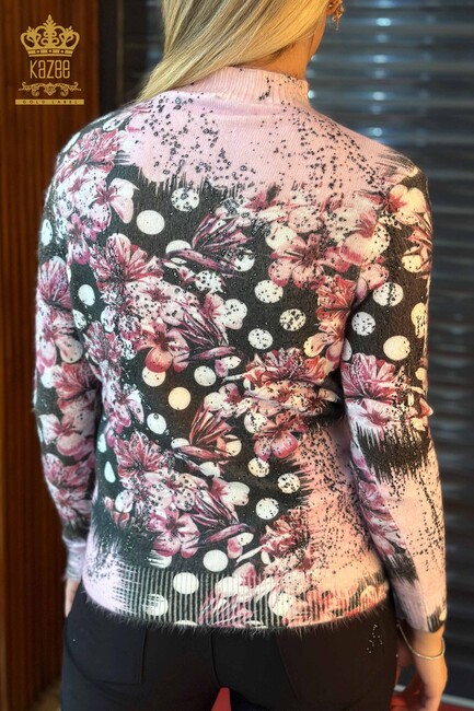 Women's Angora Stone Embroidered Pink - 16003 | KAZEE - Thumbnail