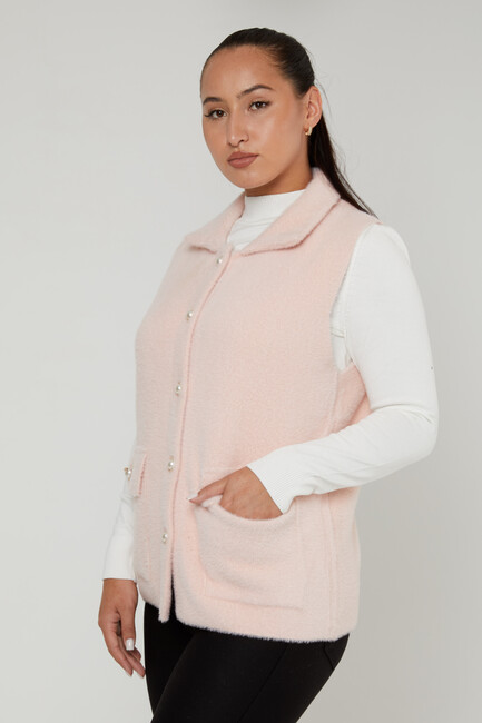 Women's Angora Vest Pearl Button Powder - 30999 | KAZEE - Thumbnail