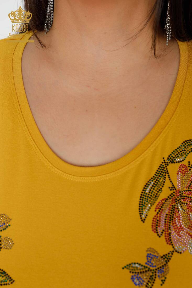Women's Blouse Crew Neck Saffron - 78937 | KAZEE