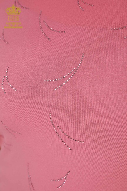 Women's Blouse Pink With Floral Embroidery - 79086 | KAZEE - Thumbnail