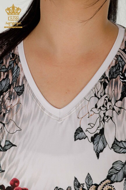 Women's Blouse Butterfly Printed Mink - 12026 | KAZEE - Thumbnail