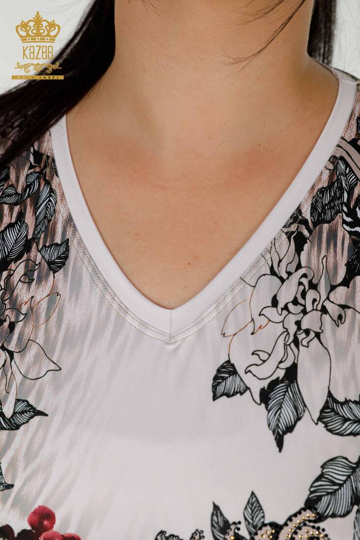 Women's Blouse Butterfly Printed Mink - 12026 | KAZEE