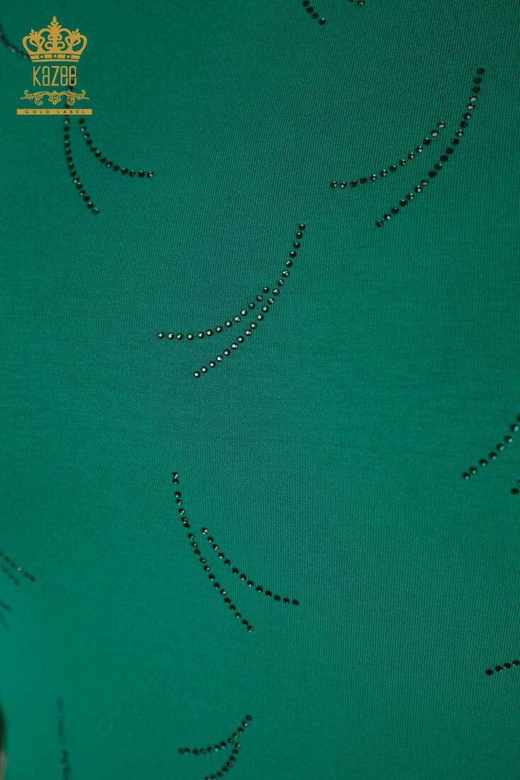 Women's Blouse Green With Floral Embroidery - 79086 | KAZEE
