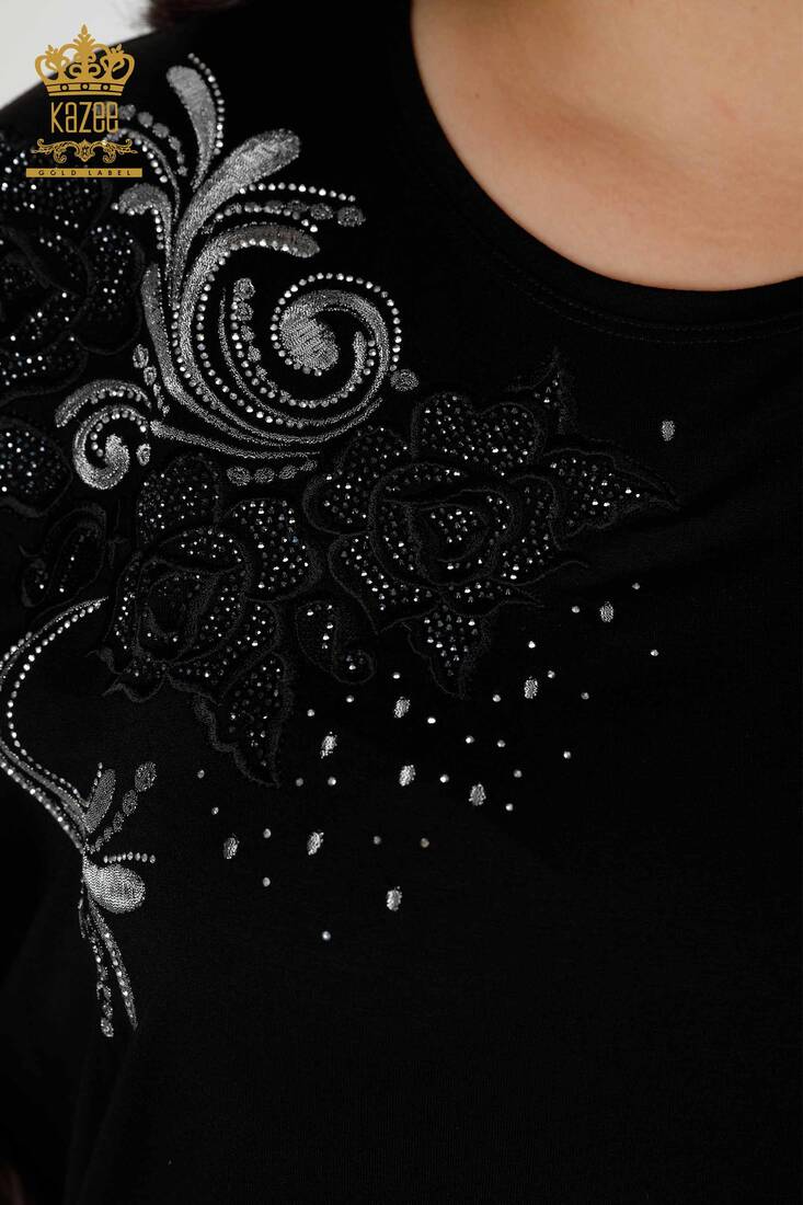 Women's Blouse Pocket Detailed Black - 79025 | KAZEE