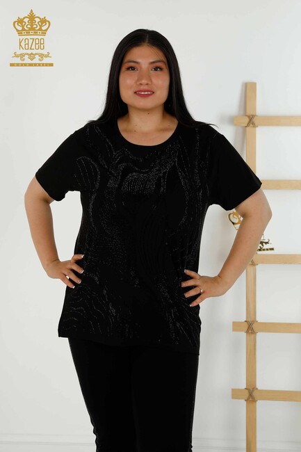 Women's Blouse Short Sleeve Black - 79329 | KAZEE - Thumbnail