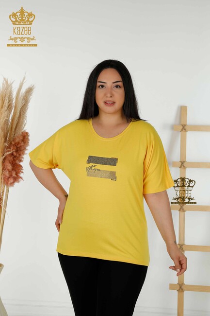 Women's Blouse Short Sleeve Yellow - 79349 | KAZEE - Thumbnail