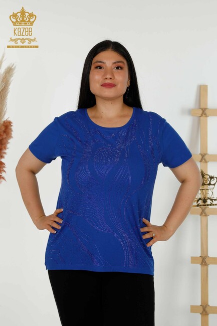 Women's Blouse Short Sleeve Saks - 79329 | KAZEE - Thumbnail