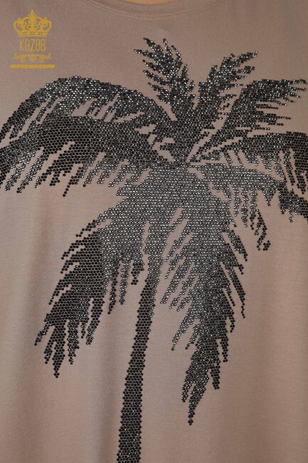 Women's Blouse Stone Embroidered Mink - 79325 | KAZEE - Thumbnail