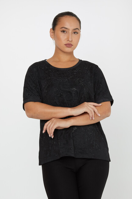 Women's Blouse Stone Detail Black - 79990 | KAZEE - Thumbnail