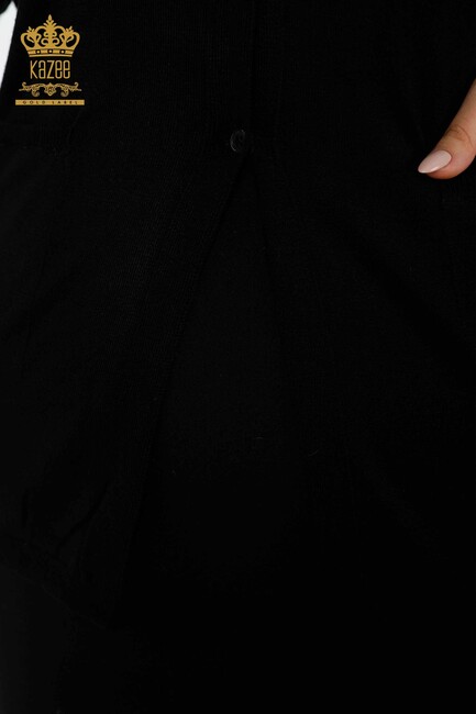 Women's Cardigan Buttoned Black - 15801 | KAZEE - Thumbnail