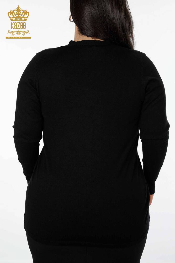 Women's Cardigan Buttoned Black - 15801 | KAZEE
