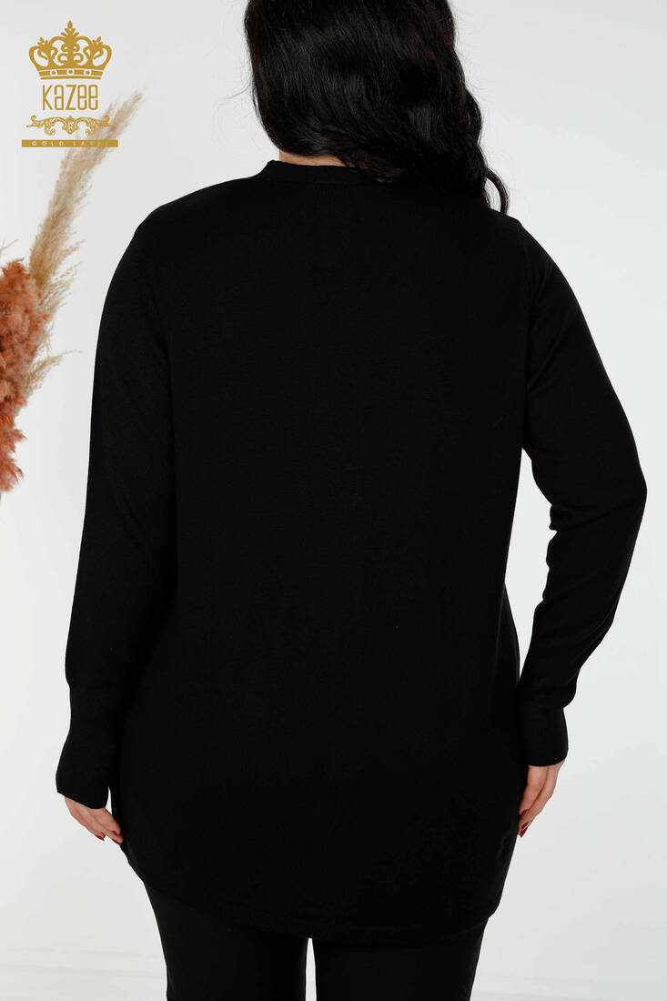 Women's Cardigan Buttoned Black - 15802 | KAZEE