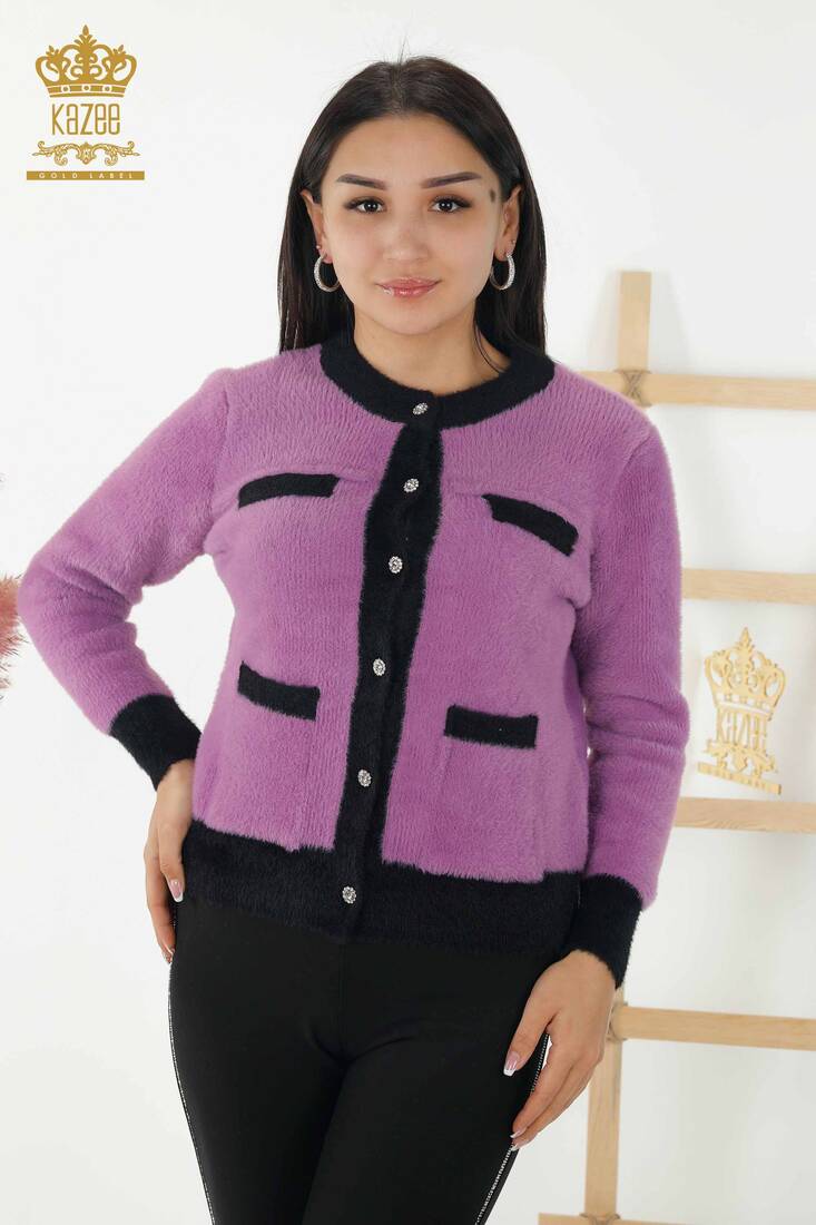 Women's Cardigan Buttoned Lilac - 30094 | KAZEE