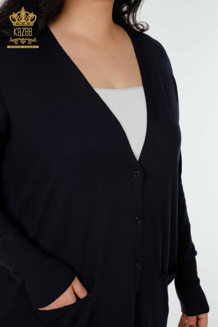 Women's Cardigan Buttoned Navy Blue - 15802 | KAZEE - Thumbnail