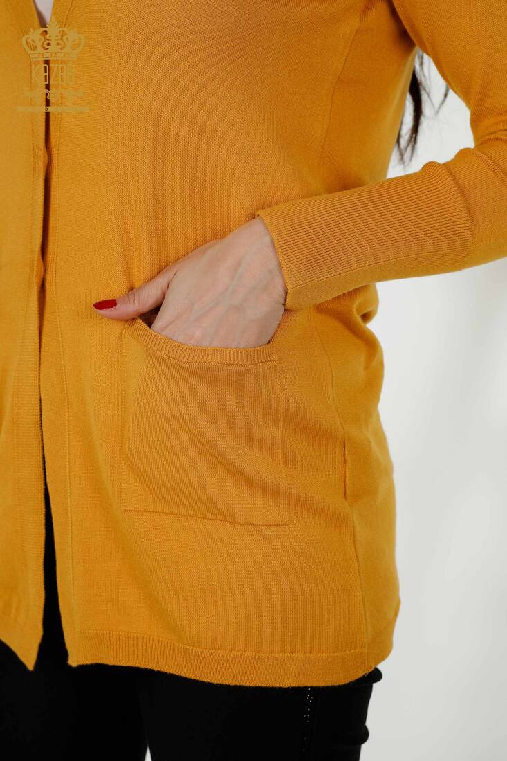 Women's Cardigan Buttoned Saffron - 15801 | KAZEE