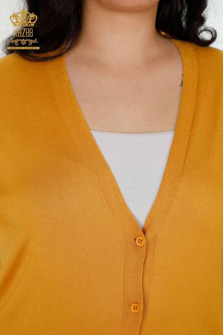 Women's Cardigan Buttoned Saffron - 15802 | KAZEE