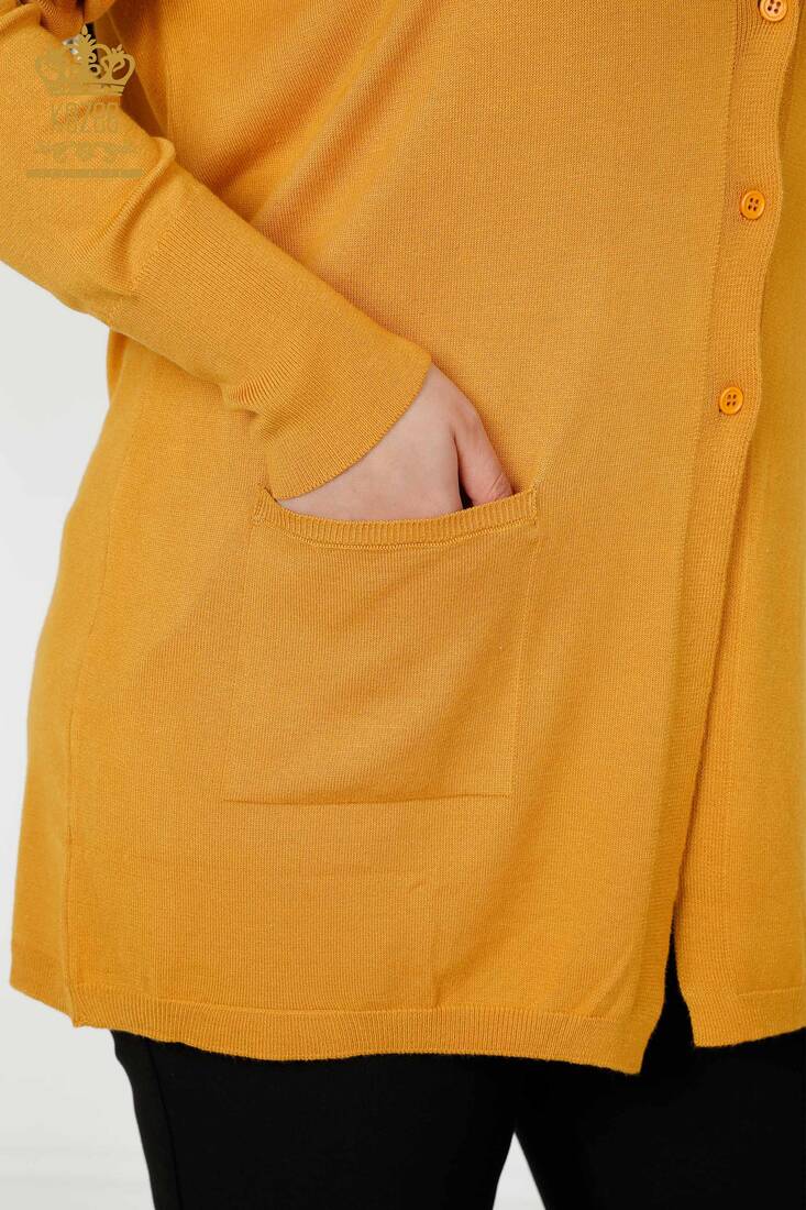 Women's Cardigan Buttoned Saffron - 15802 | KAZEE