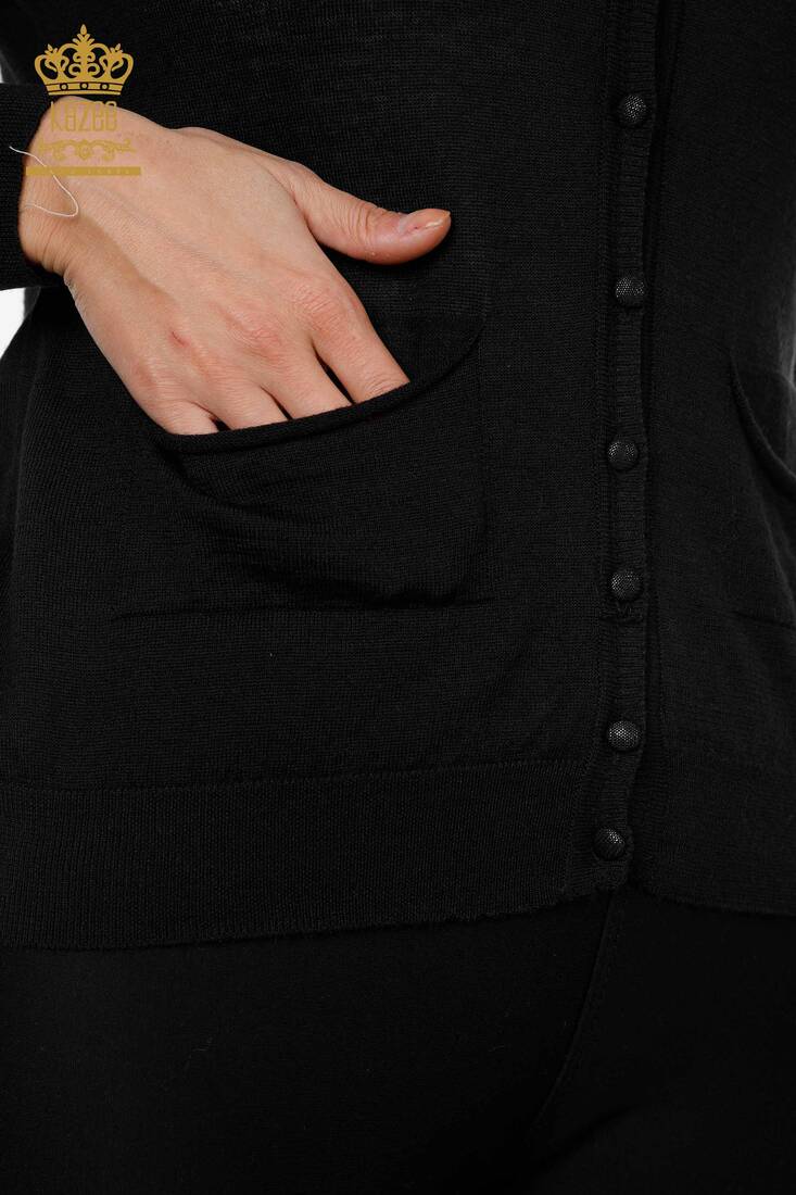 Women's Cardigan Black With Pocket - 13187 | KAZEE