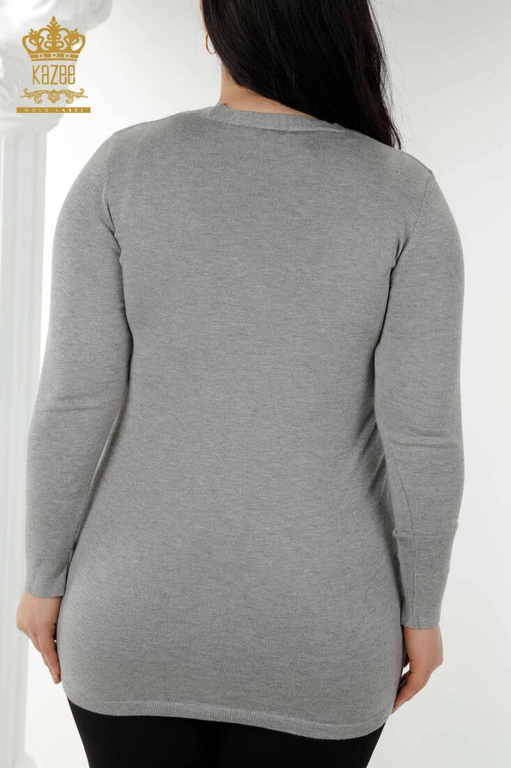 Women's Cardigan Pocket Detailed Gray - 15803 | KAZEE