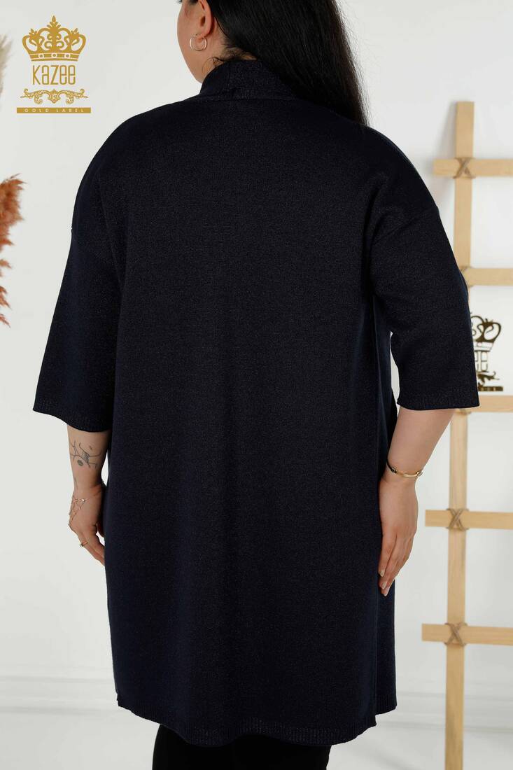 Women's Cardigan Pocket Detailed Navy Blue - 30047 | KAZEE