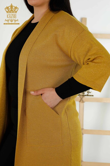 Women's Cardigan Pocket Detailed Saffron - 30047 | KAZEE - Thumbnail
