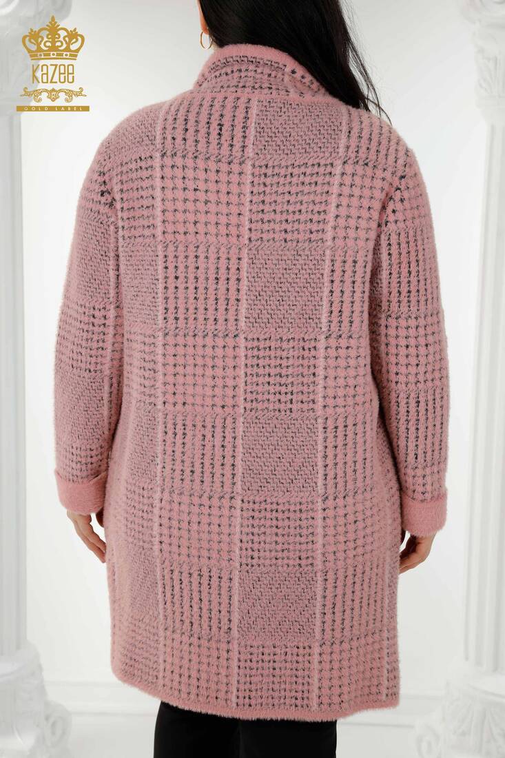 Women's Coat Buttoned Pink - 19062 | KAZEE