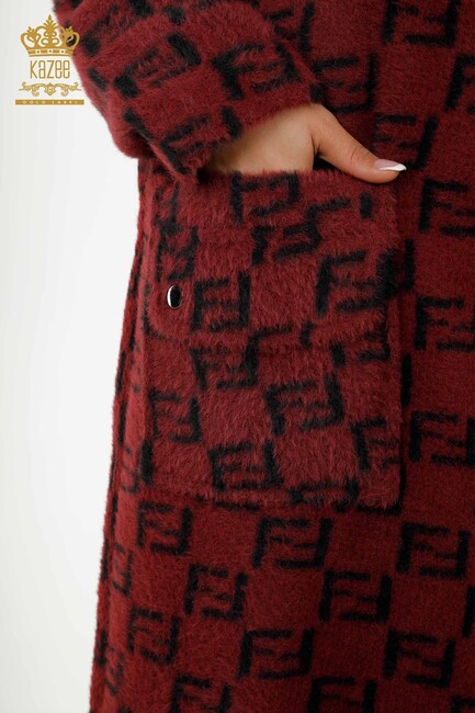 Women's Coat Pocket Detailed Claret Red - 19089 | KAZEE - Thumbnail