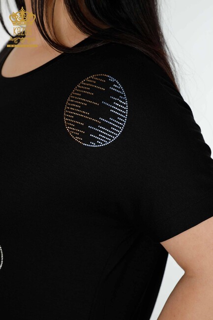 Women's Dress Colored Stone Embroidered Black - 7740 | KAZEE - Thumbnail