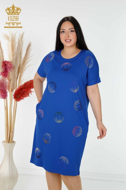 Women's Dress Colored Stone Embroidered Saks - 7740 | KAZEE - Thumbnail