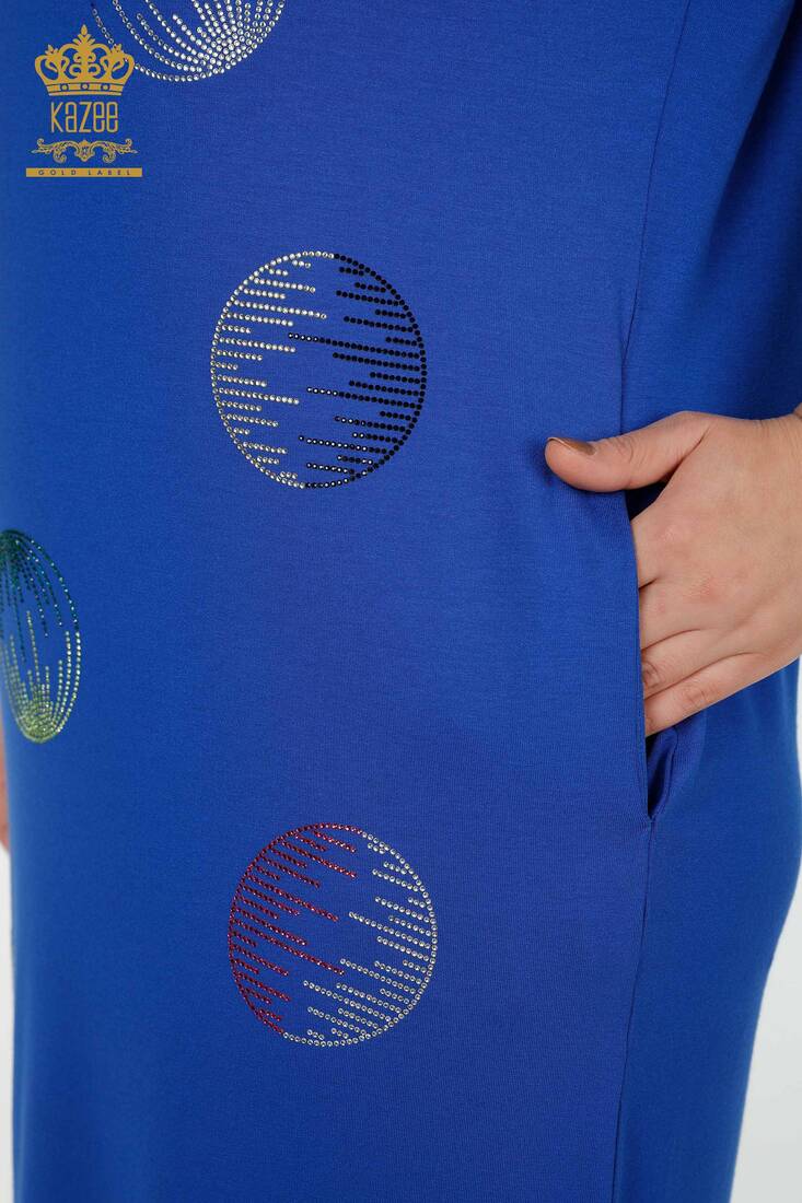 Women's Dress Colored Stone Embroidered Saks - 7740 | KAZEE