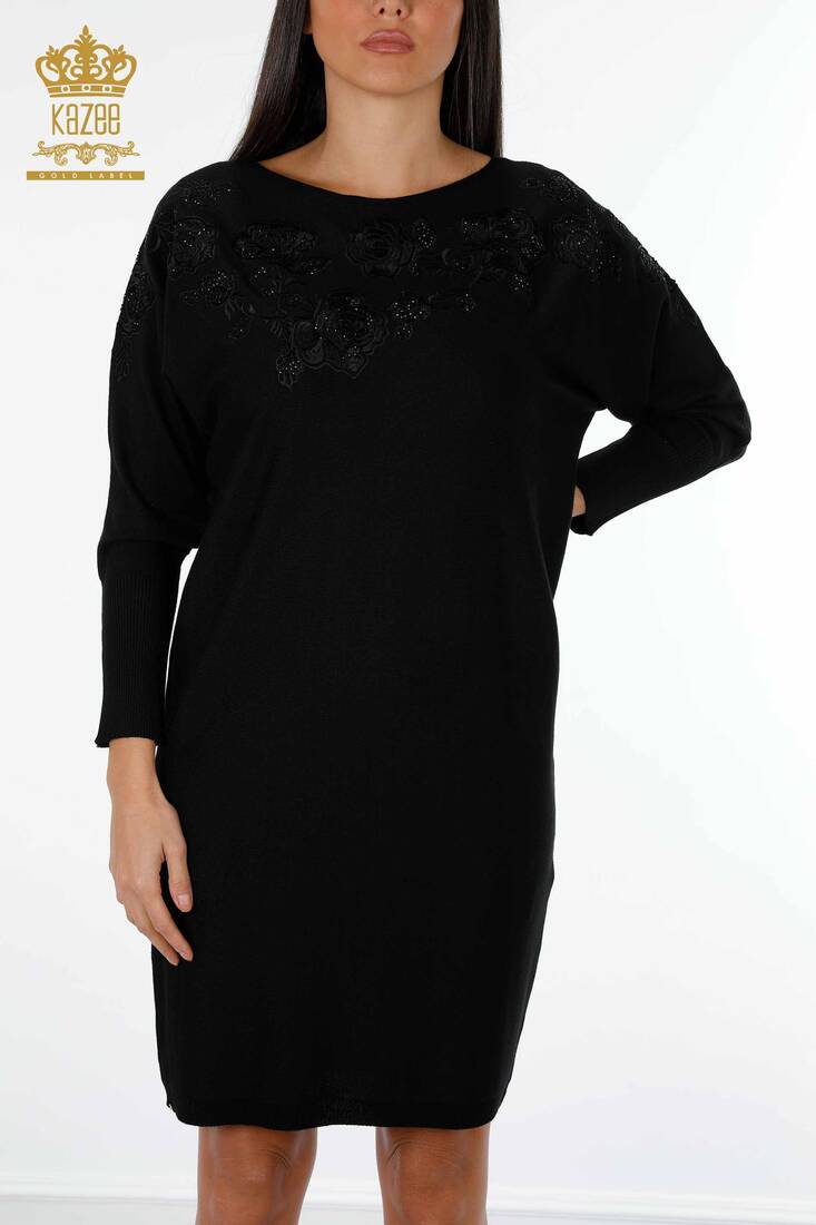 Women's Dress Embroidered Black - 15159 | KAZEE