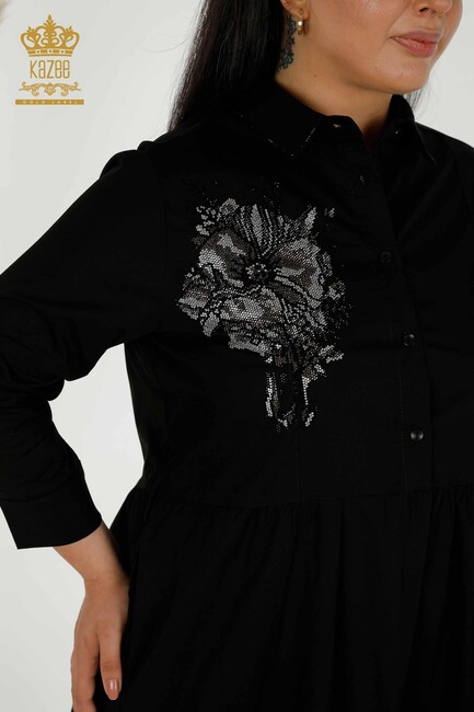 Women's Dress Floral Pattern Black - 20271 | KAZEE - Thumbnail