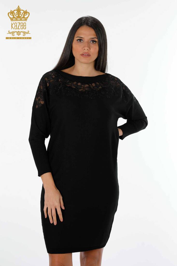 Women's Dress Floral Tulle Patterned Black - 15158 | KAZEE