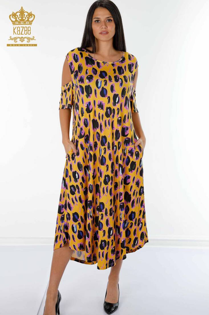 Women's Dress Shoulder Detailed Saffron - 77794 | KAZEE