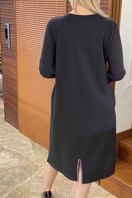 Women's Dress with Lettering Detailed Black - 17321 | KAZEE - Thumbnail