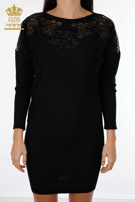 Women's Dress Tulle Detailed Black - 14681 | KAZEE - Thumbnail