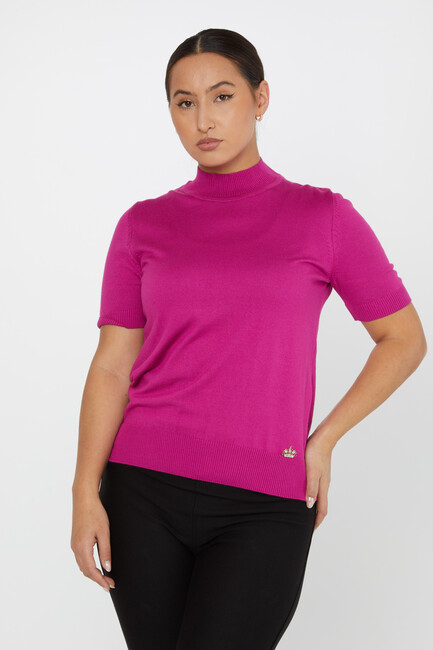Women's Knitwear American Model Basic Dark Fuchsia - 14541 | KAZEE - Thumbnail