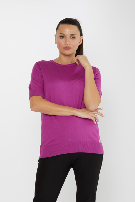 Women's Knitwear American Model Basic Lilac - 16271 | KAZEE - Thumbnail