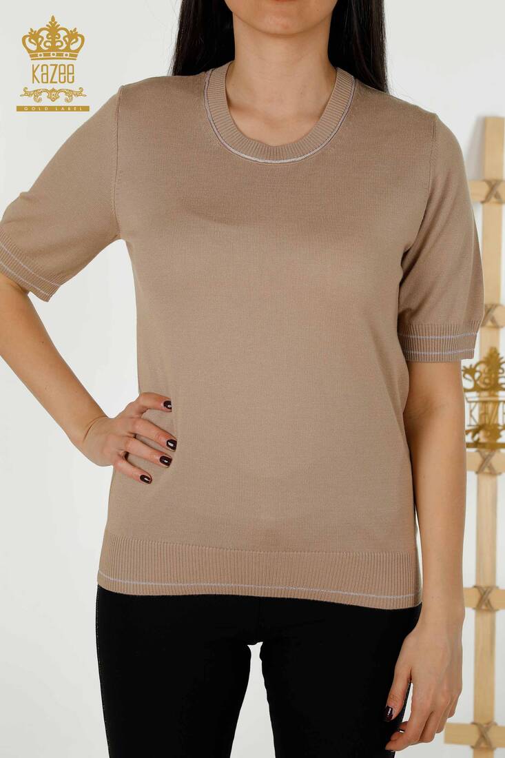 Women's Knitwear American Model Beige - 30110 | KAZEE