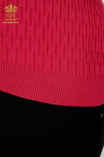 Women's Knitwear American Model Fuchsia - 30338 | KAZEE - Thumbnail