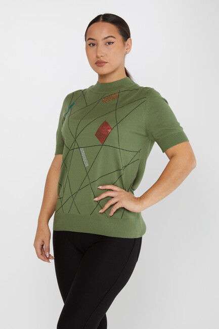 Women's Knitwear American Model Khaki - 30078 | KAZEE - Thumbnail