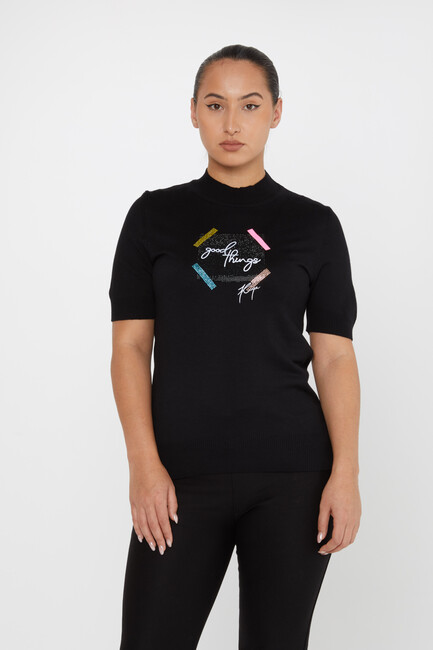 Women's Knitwear American Model Stone Black - 31543 | KAZEE - Thumbnail