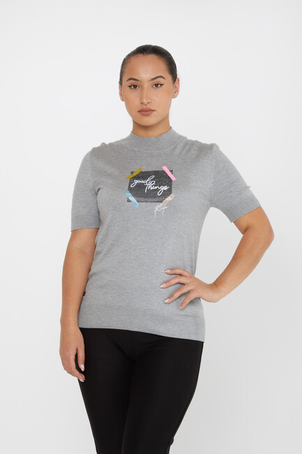 Women's Knitwear American Model Stone Gray - 31543 | KAZEE - Thumbnail