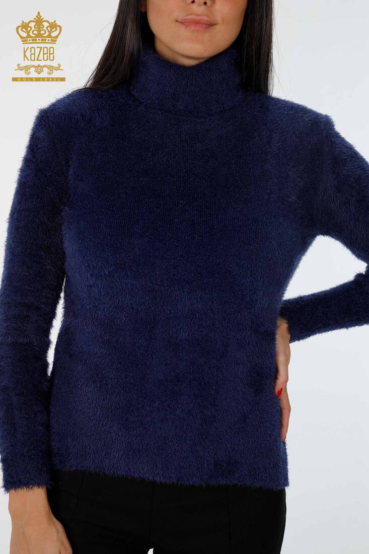 Women's Knitwear Angora Navy Blue - 19056 | KAZEE