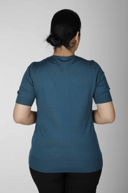 Women's Knitwear Basic American Model Petrol - 15943 | KAZEE - Thumbnail