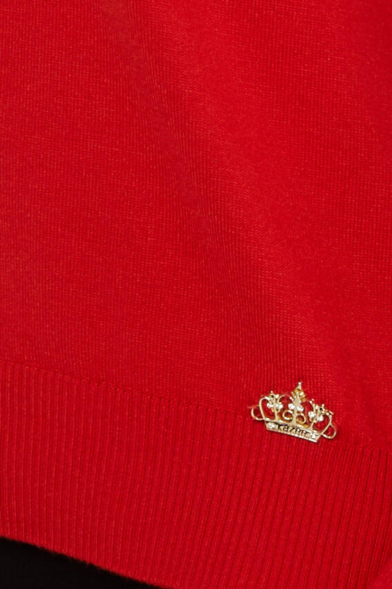 Women's Knitwear Basic Stand Collar Coral - 16663 | KAZEE