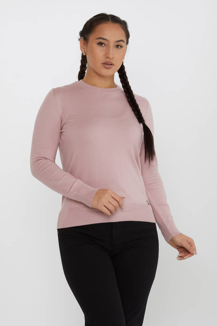 Women's Knitwear Basic Long Sleeve Powder - 31574 | KAZEE