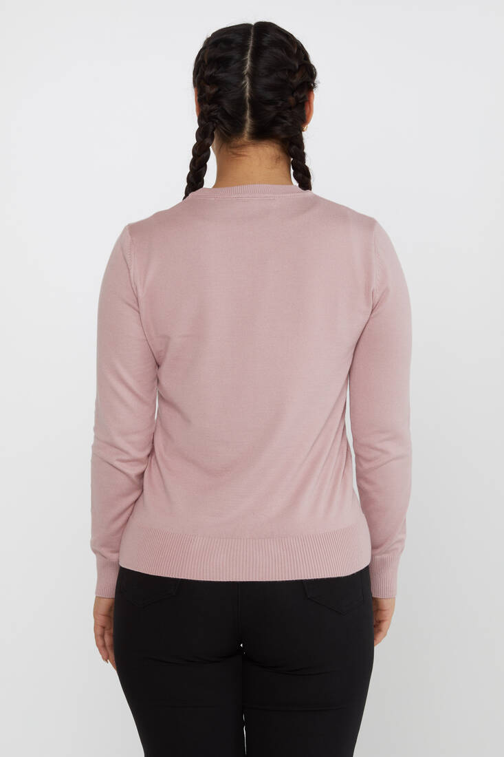 Women's Knitwear Basic Long Sleeve Powder - 31574 | KAZEE