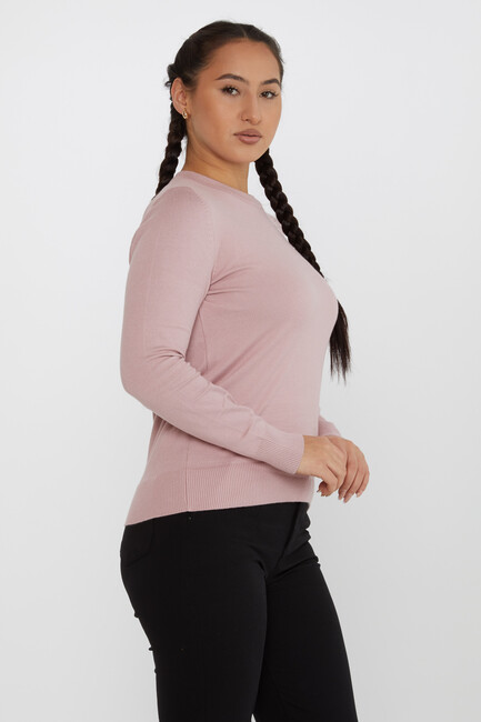 Women's Knitwear Basic Long Sleeve Powder - 31574 | KAZEE - Thumbnail